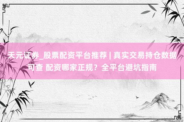 天元证券_股票配资平台推荐 | 真实交易持仓数据可查 配资哪家正规？全平台避坑指南