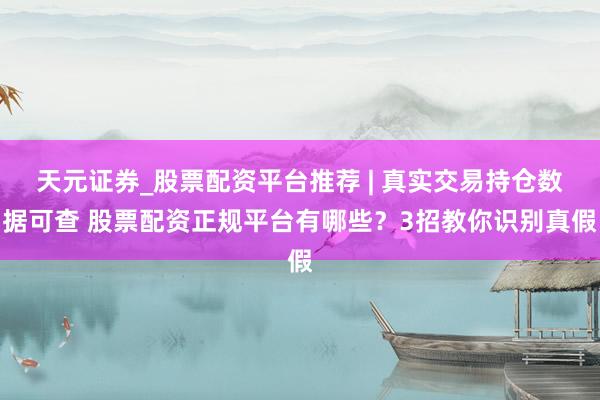 天元证券_股票配资平台推荐 | 真实交易持仓数据可查 股票配资正规平台有哪些？3招教你识别真假