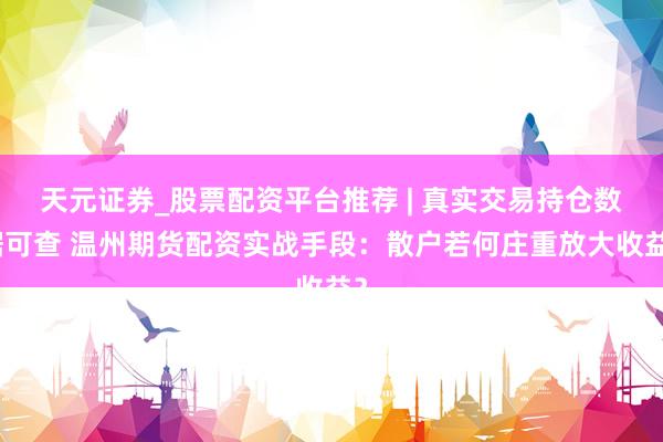 天元证券_股票配资平台推荐 | 真实交易持仓数据可查 温州期货配资实战手段：散户若何庄重放大收益？