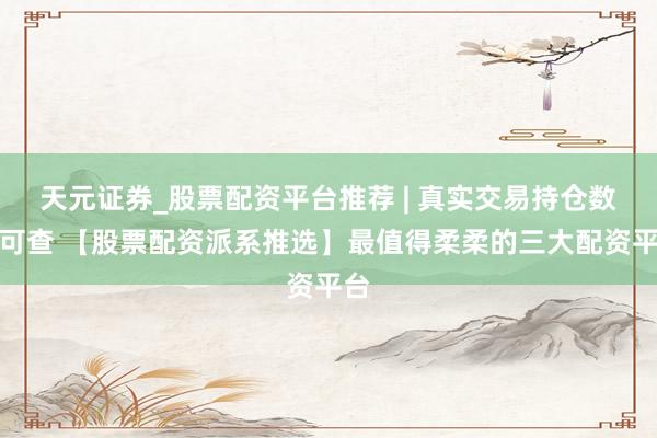 天元证券_股票配资平台推荐 | 真实交易持仓数据可查 【股票配资派系推选】最值得柔柔的三大配资平台