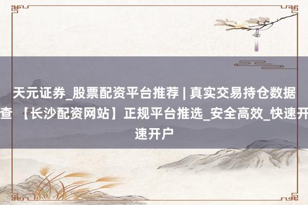 天元证券_股票配资平台推荐 | 真实交易持仓数据可查 【长沙配资网站】正规平台推选_安全高效_快速开户