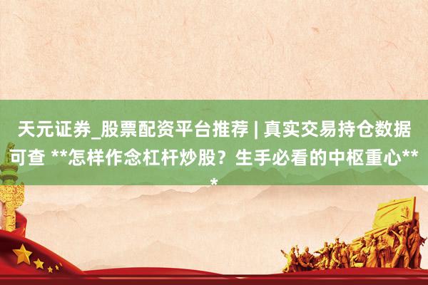 天元证券_股票配资平台推荐 | 真实交易持仓数据可查 **怎样作念杠杆炒股？生手必看的中枢重心**
